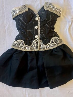 80s Fabrice Couture embellished corset dress crystals bugle beads 100% silk Sz6